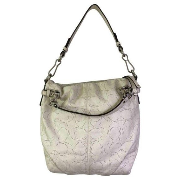 Coach Large White Leather Hobo Bag - Picture 1 of 9